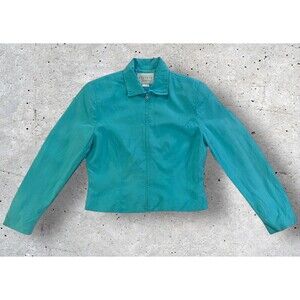 Express Tailleur Silk Linen Blazer Jacket With Zipper Womens Petite Size 3/4